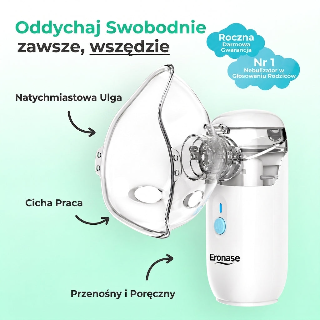 Eronase Przenośny Nebulizator – Inhalator dla Dzieci i Dorosłych