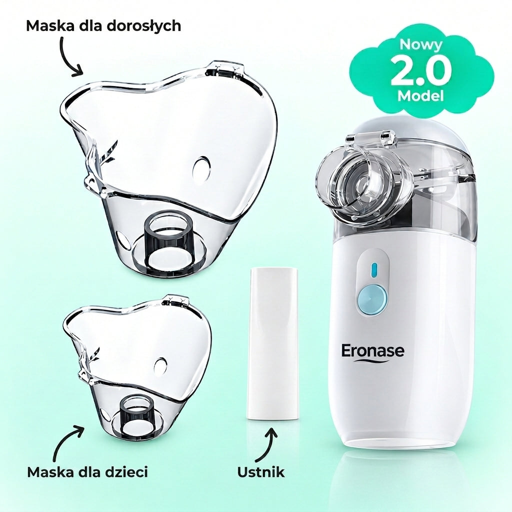 Eronase Przenośny Nebulizator – Inhalator dla Dzieci i Dorosłych